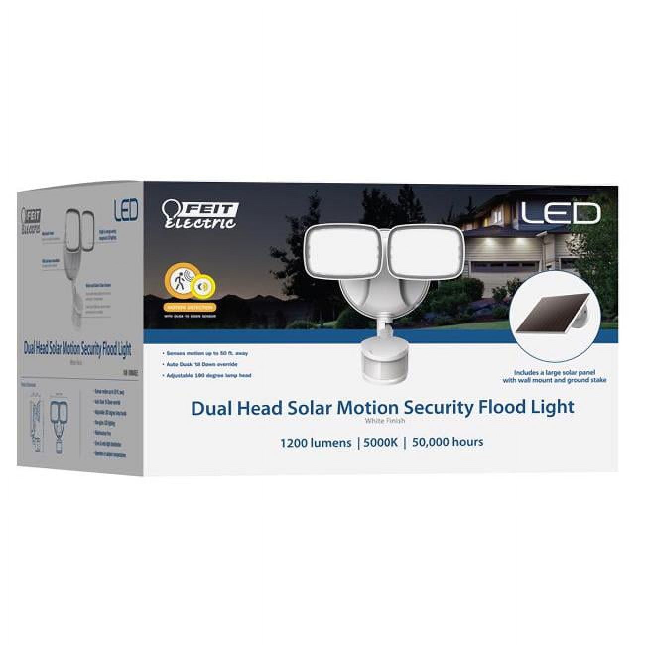 3010300 Motion-Sensing Solar Powered LED Security Floodlight - White -  Feit Electric