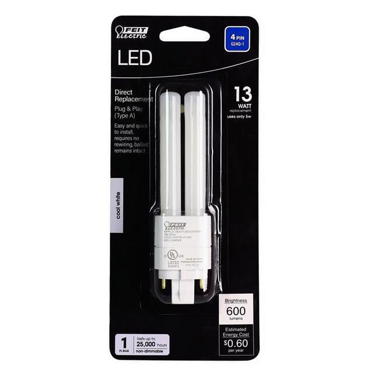 13W PL G24Q-1 4 Pin LED Light Bulb - Cool White