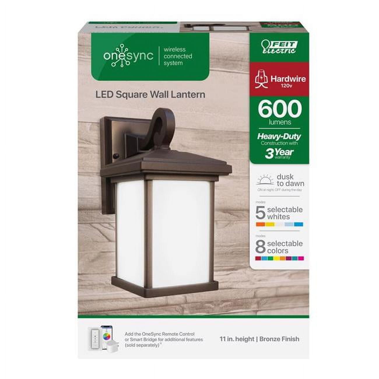 Picture of Feit Electric 3010301 Onesync Dusk to Dawn LED Wall Lantern - Bronze