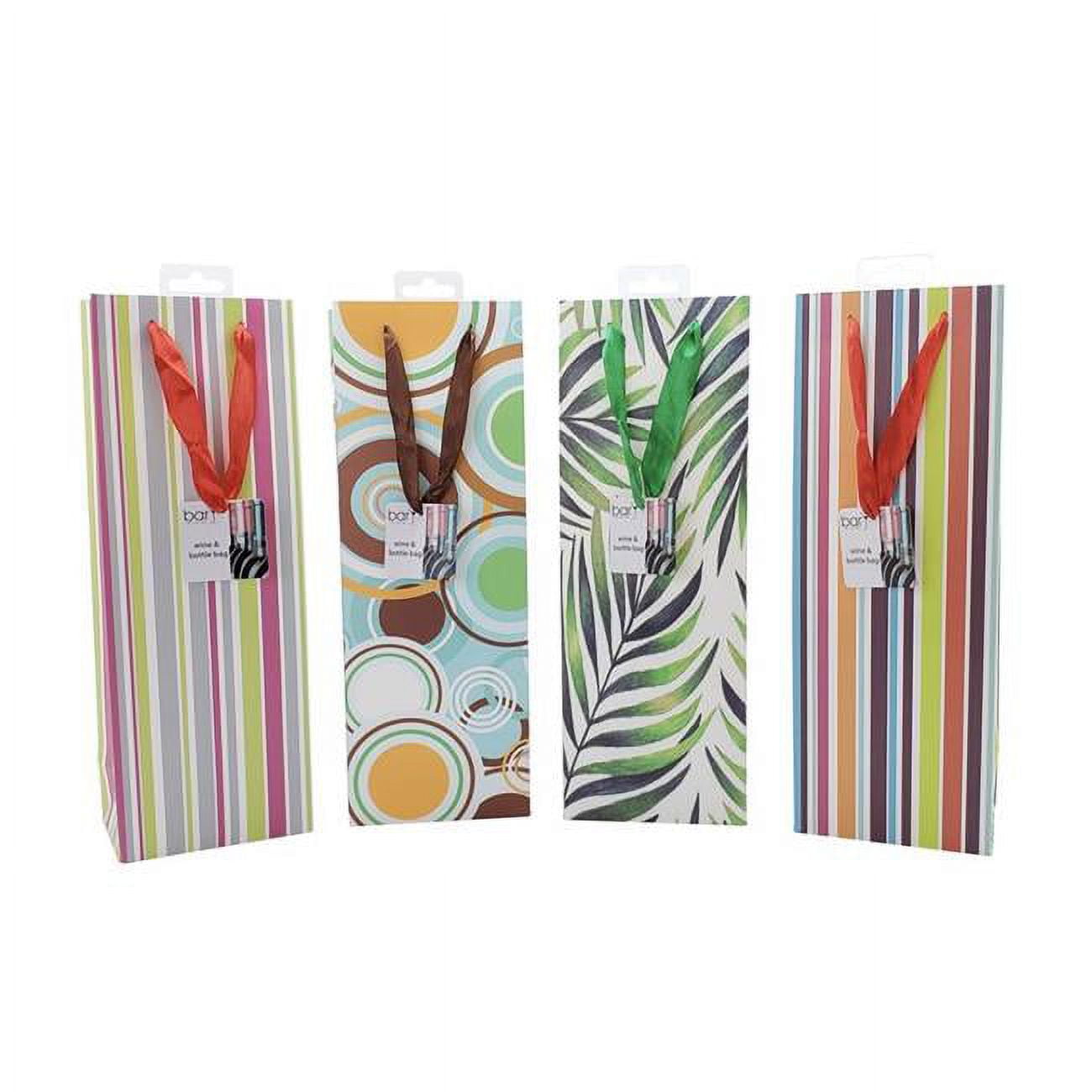 Picture of Bary3 6026070 12 lb Paper Bottle Gift Bag - Multicolored