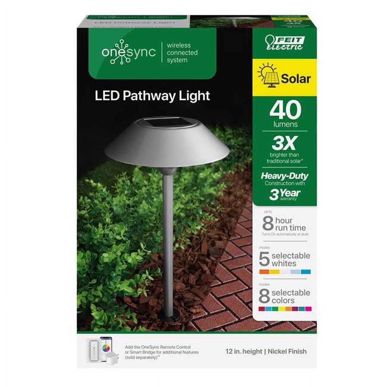 40 wattt LED OneSync Brushed Nickel Solar Powered Pathway Light