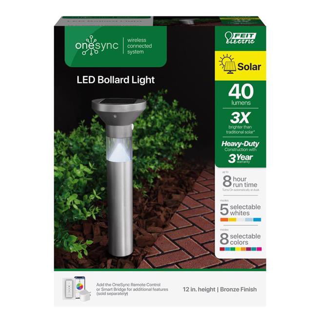40 watt LED OneSync Brushed Nickel Solar Powered Bollard Light
