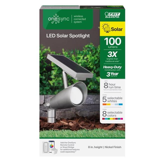 100 watt LED OneSync Brushed Nickel Solar Powered Spotlight