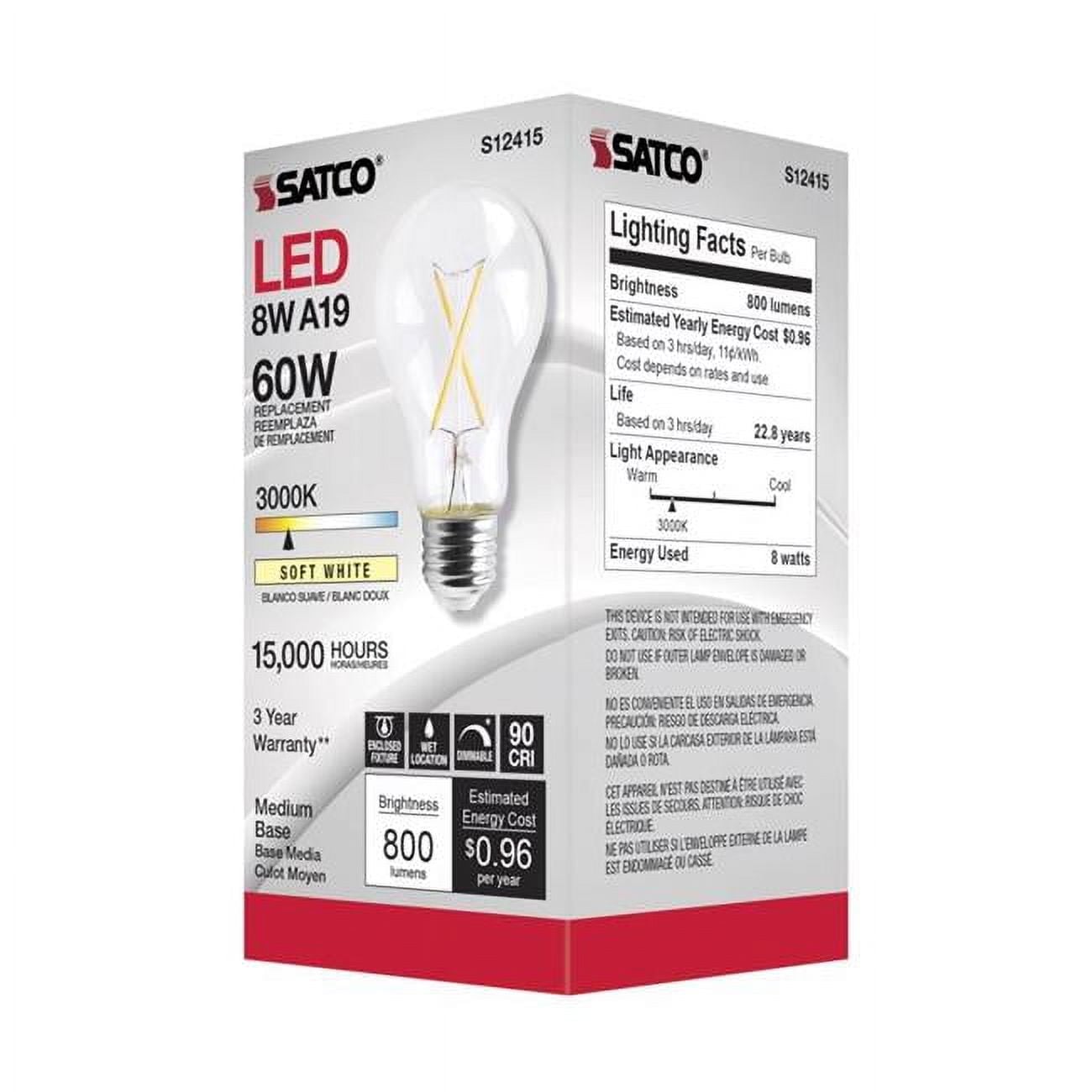 A19 E26 Medium Filament Soft White 60W Equivalence LED Bulb