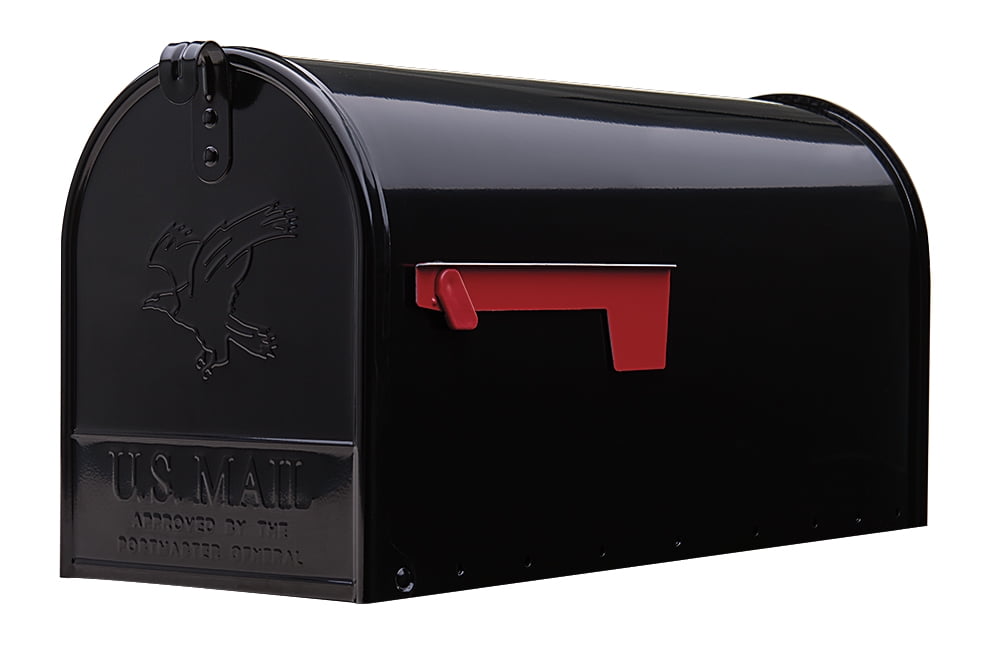 Elite Classic Galvanized Steel Post Mount Mailbox, Black