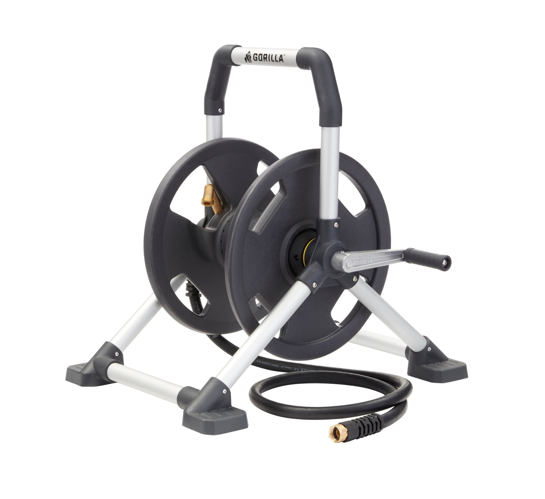 Gorilla  150 ft. Black & Gray Retractable Free Standing Hose Reel Cart -  Gorilla Glue, GO787856