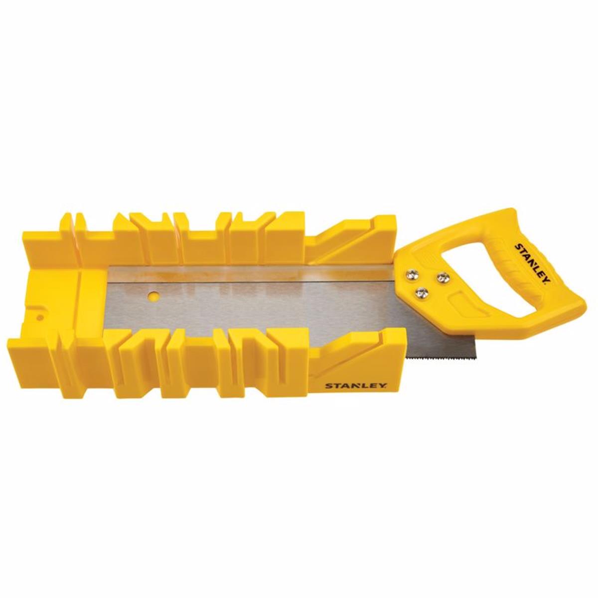 2017141 11 x 3.6 in. Plastic Miter Box with Saw, Yellow -  STANLEY