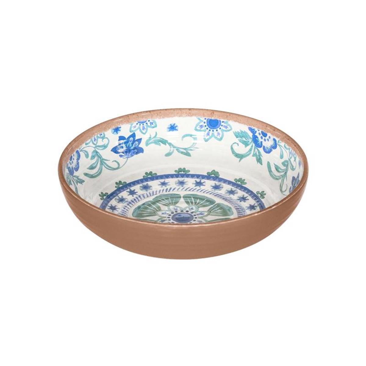Picture of Tarhong 6060397 43.4 oz Rio Turquoise Multicolored Melamine Artisan Low Bowl