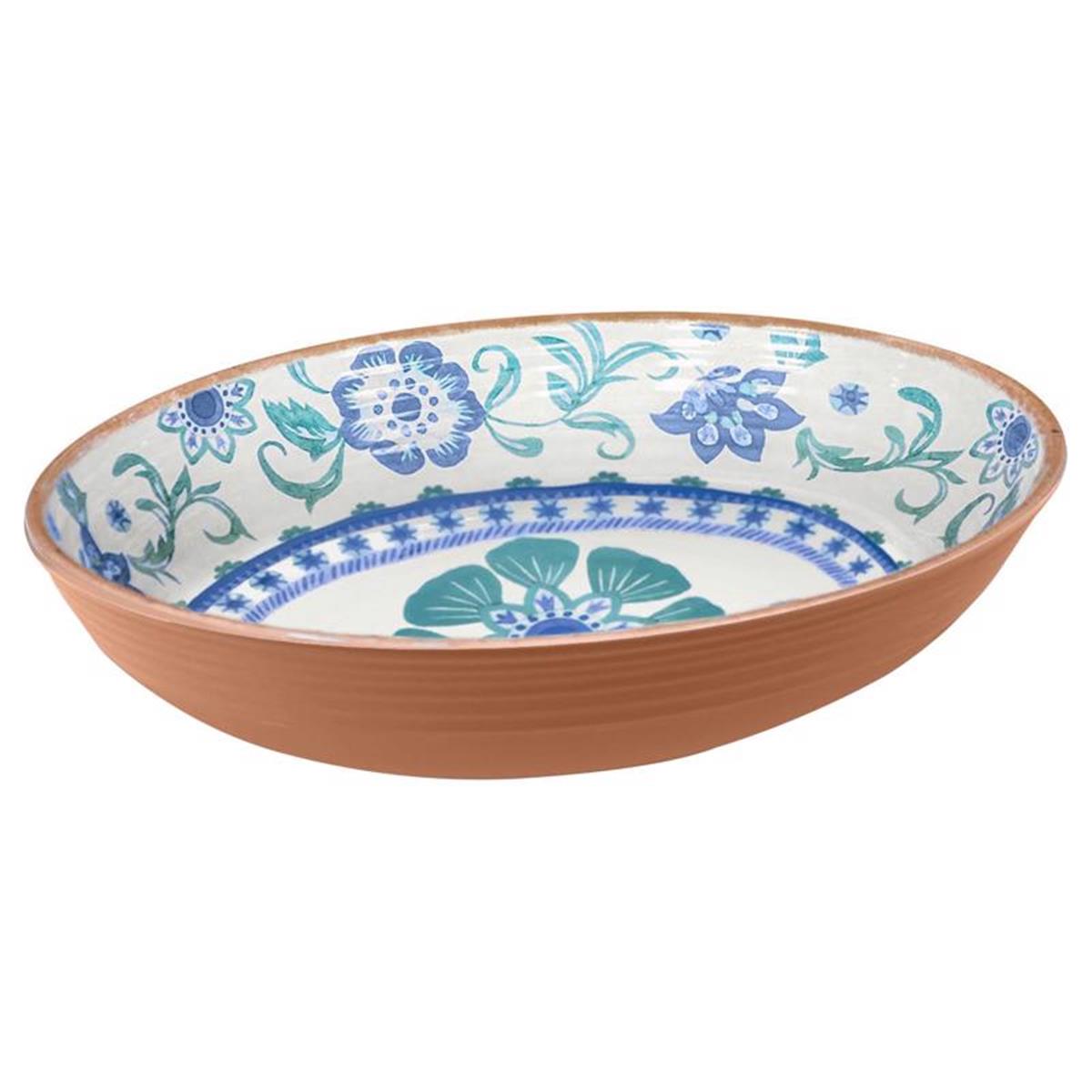 Picture of Tarhong 6060398 91.3 oz Rio Turquoise Multicolored Melamine Artisan Serve Bowl