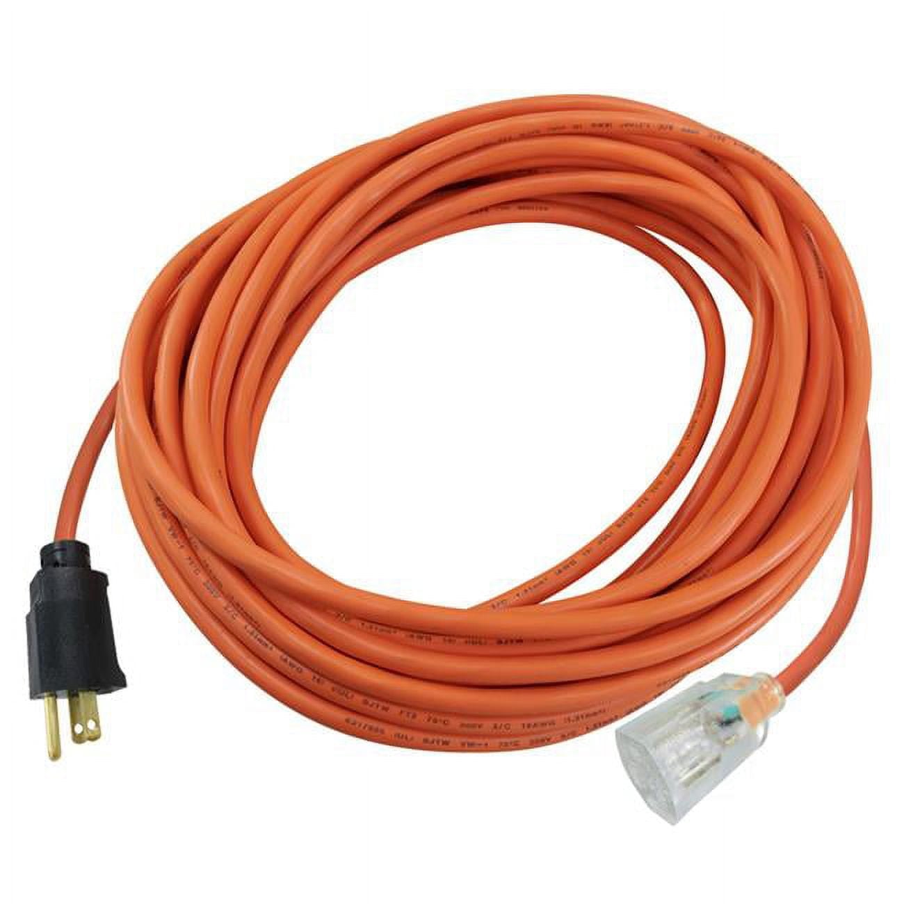 SJTW Extension Cord, 12 AWG, Indoor/Outdoor, 12/3, 1 Outlets, Orange, PVC, 50 ft