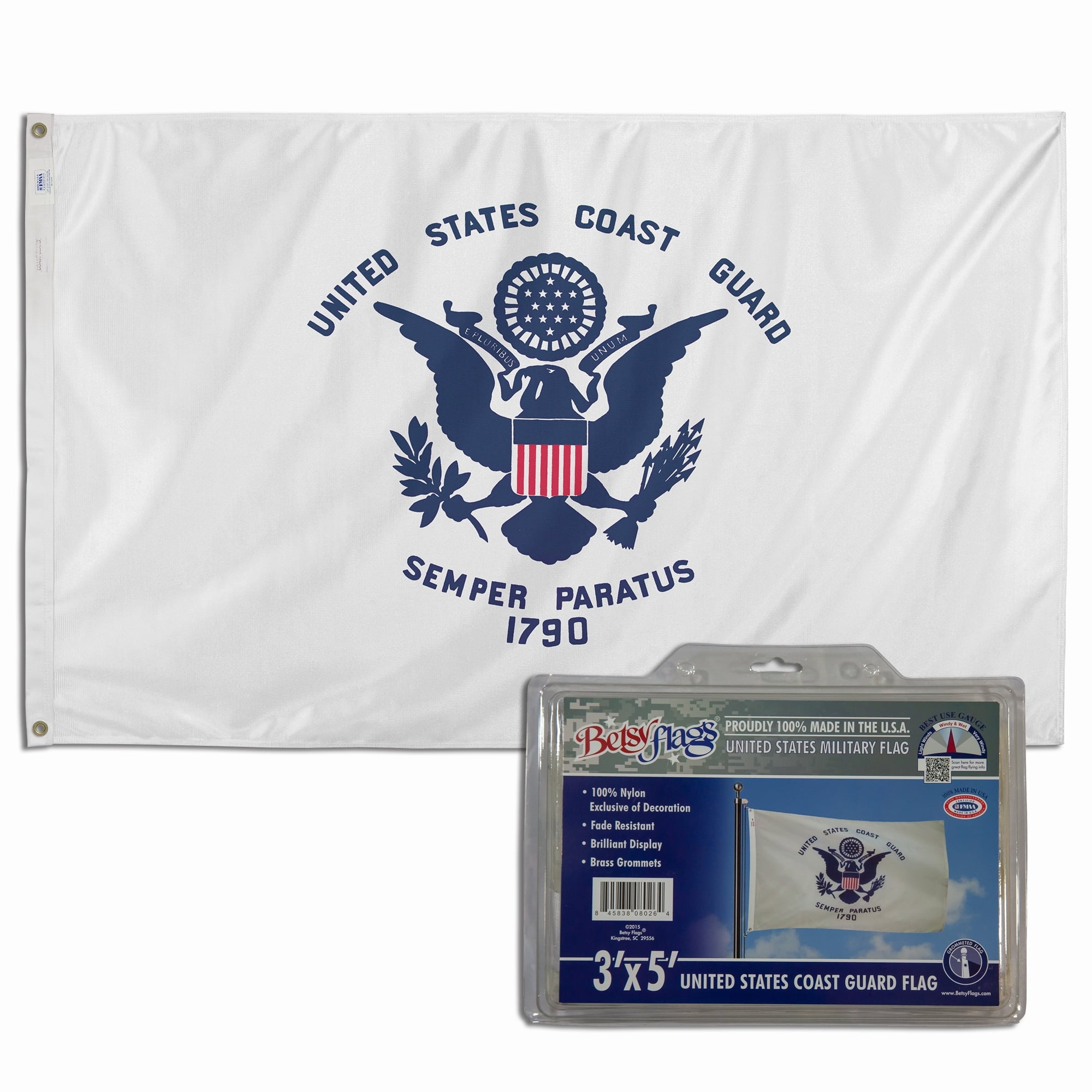 Valley Forge Coast Guard Military Flag 3 ft. W X 5 ft. L -  BTUSCG3