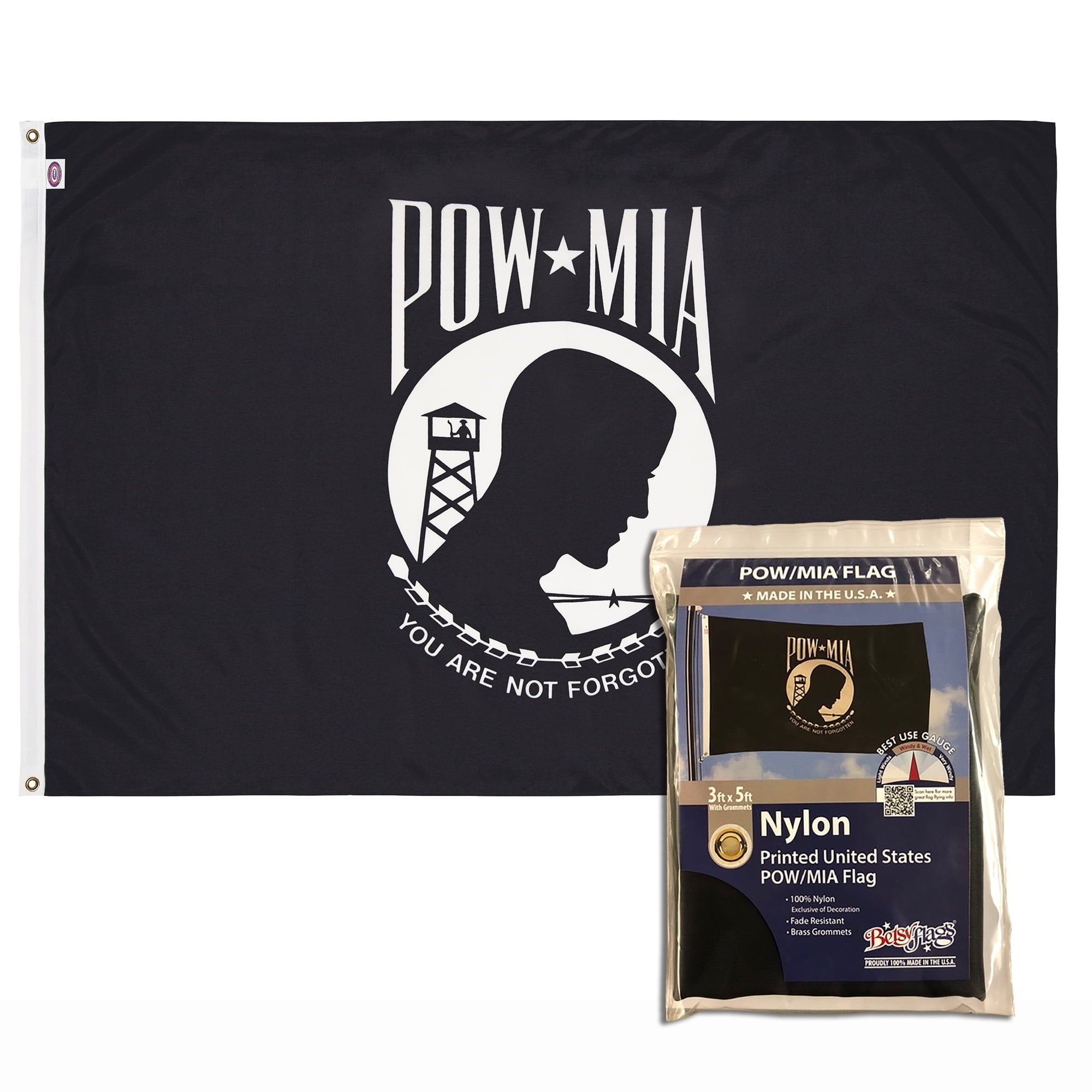 Valley Forge Pow-Mia Military Flag 3 ft. W X 5 ft. L -  BTPOW3