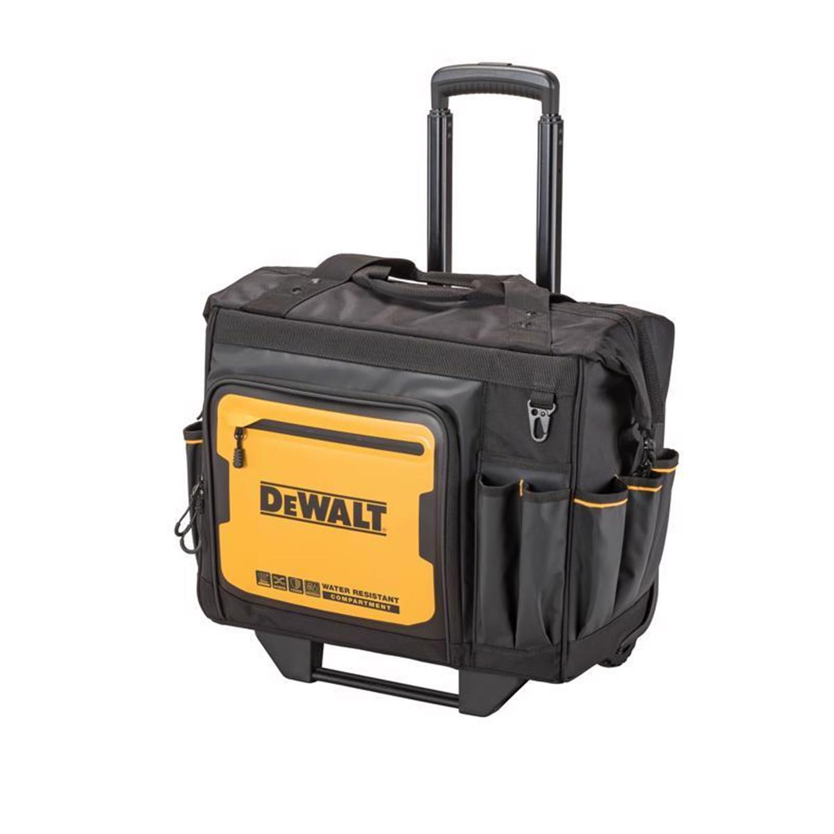 Picture of DeWalt 2030063 27 Pocket Black & Yellow Ballistic Nylon Tool Bag on Wheels Roller Tool Bag