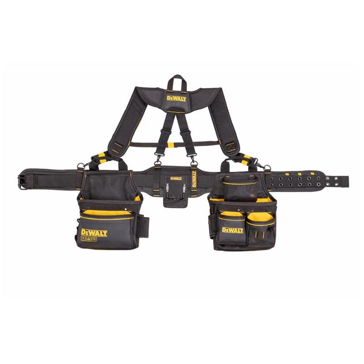 Picture of DeWalt 2030013 Black & Yellow 25 Pocket Ballistic Nylon Professional Tool Belt with Suspenders