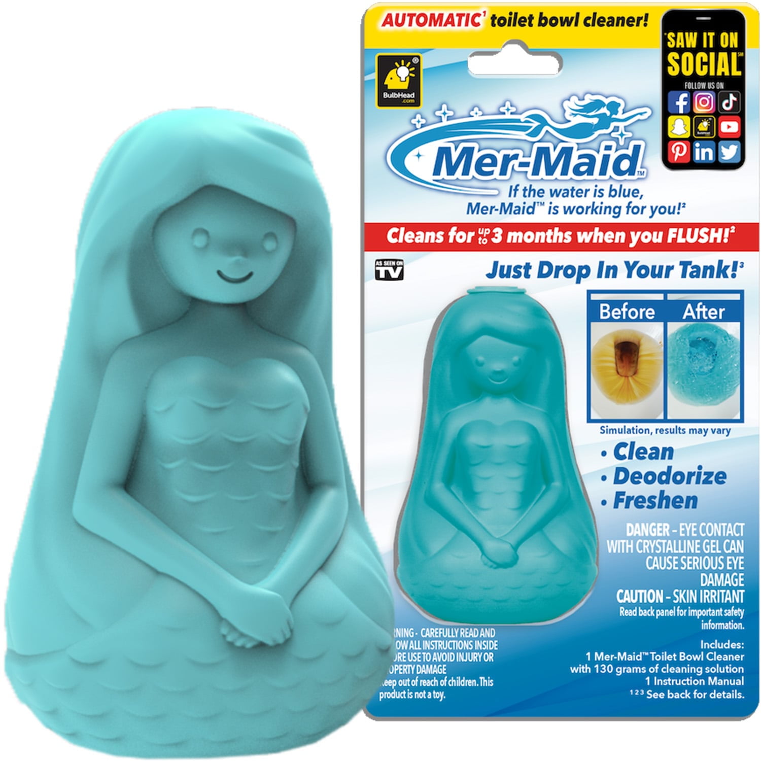 4.58 oz Solid Mer-Maid No Scent Automatic Toilet Bowl Cleaner