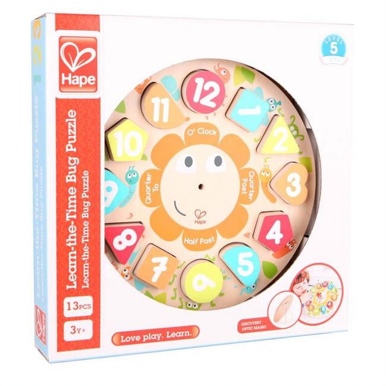 Picture of Hape Toys 6063644 Assorted Color Hardwood Chunky Clock Puzzle, 13 Piece