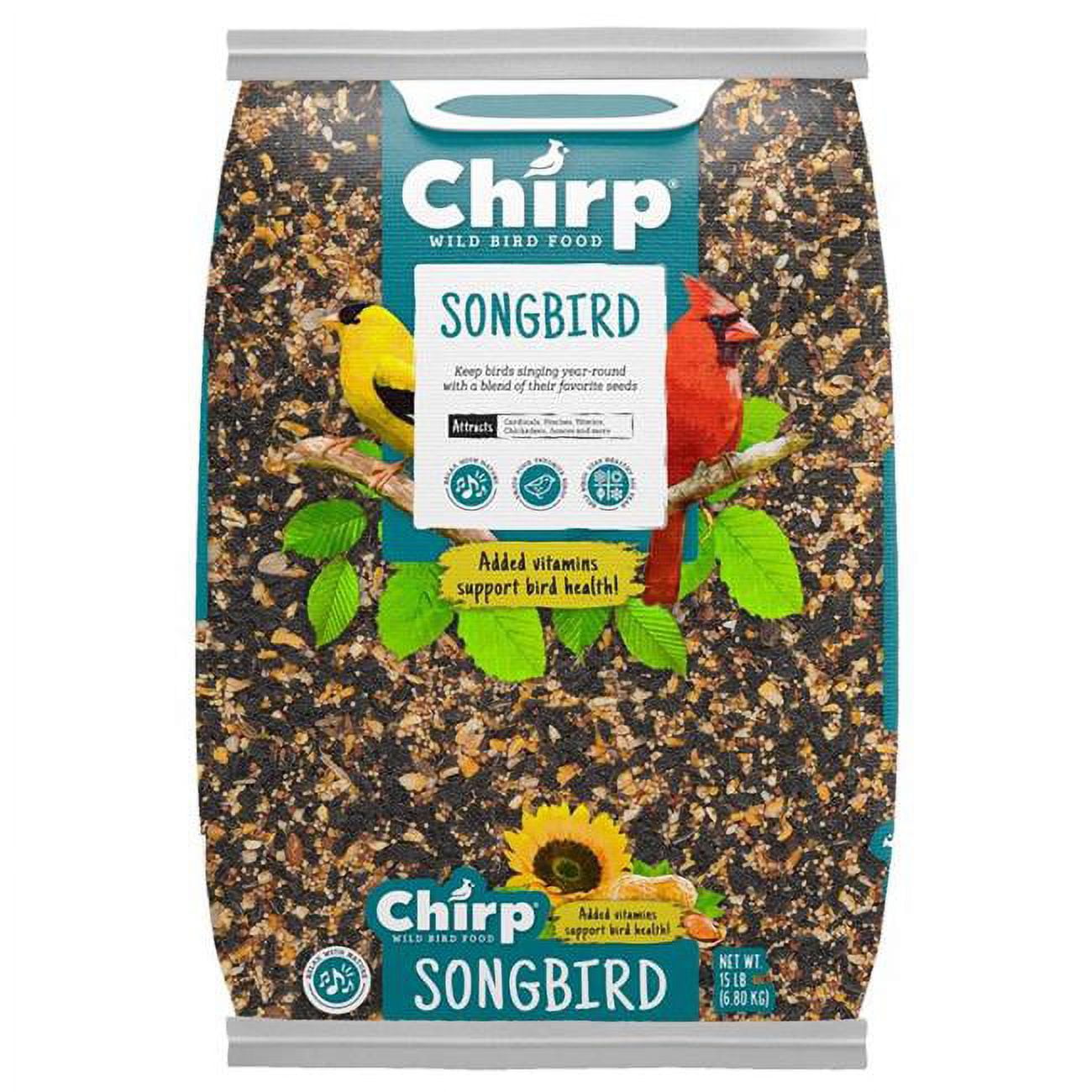 Picture of Chirp 9087762 15 lbs Songbird Wild Bird Black Oil Sunflower Wild Bird Food