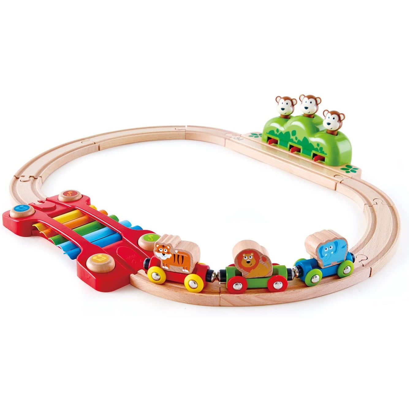 Picture of Hape Toys 6063645 Wood Assorted Color Music & Monkey Train Set&#44; 19 Piece