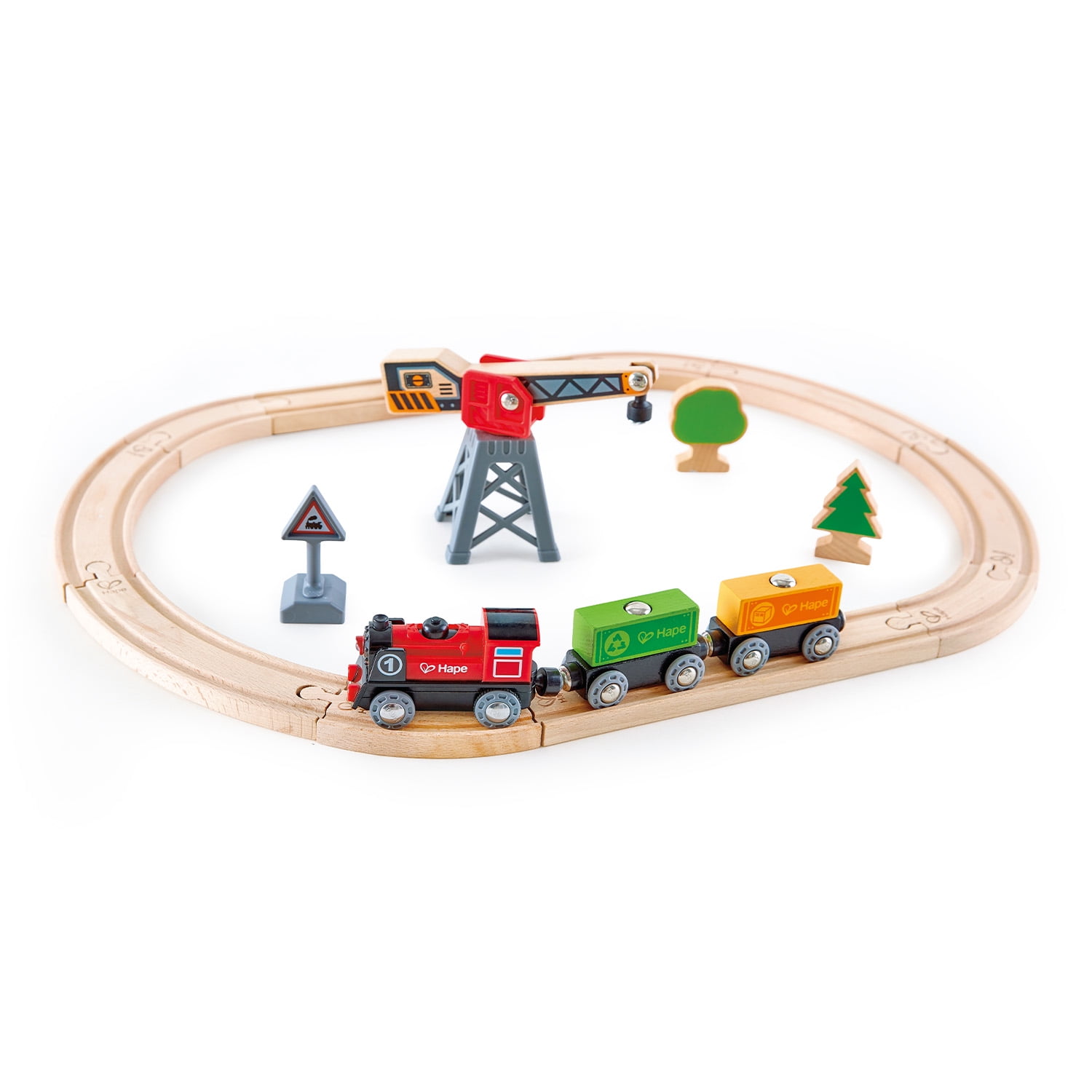 Picture of Hape Toys 6063647 Wood Assorted Color Train Set, 19 Piece
