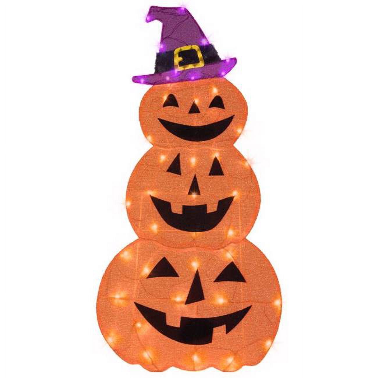Gemmy 9086856 48 in. Flat-Tastics LED Jack-O-Lantern Yard Decor, Orange - 50 Count