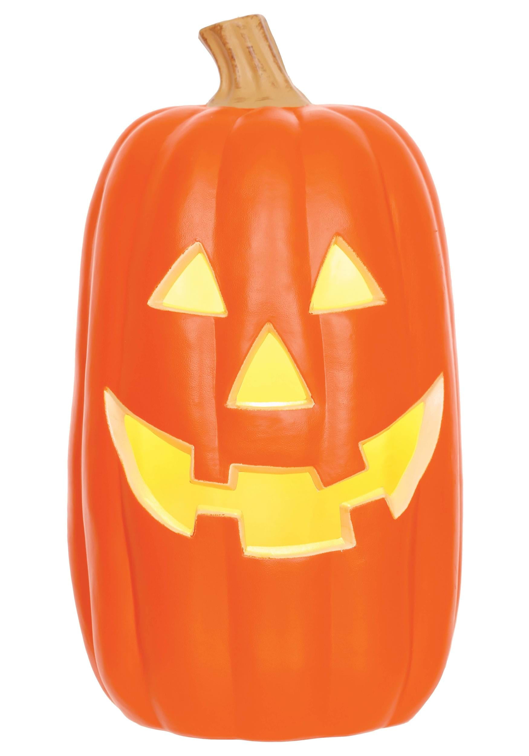 16 in. ED Prelit Scary Pumpkin Halloween Decor, Yellow