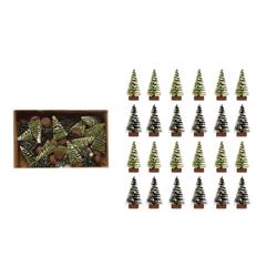 9086570 2 in. Bottle Brush Flocked Mini Table Decor, Green - Pack of 12