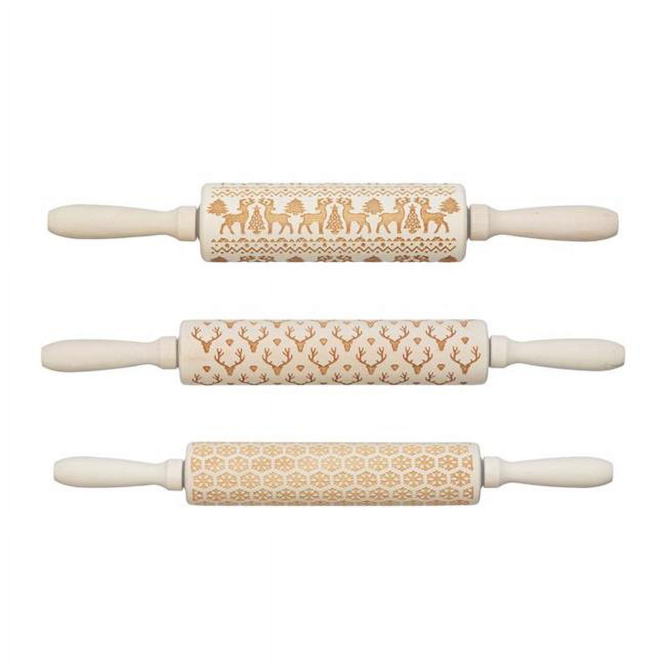 Picture of Creative 6062213 15 x 2 in. Cabin Holiday Wood Rolling Pin&#44; Beige - Pack of 12