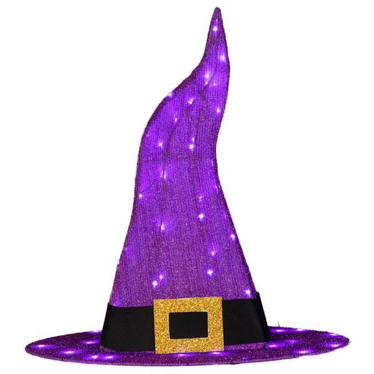 Gemmy 9086854 30 in. LED Prelit Witch Hat Yard Decor, Purple - 50 Count