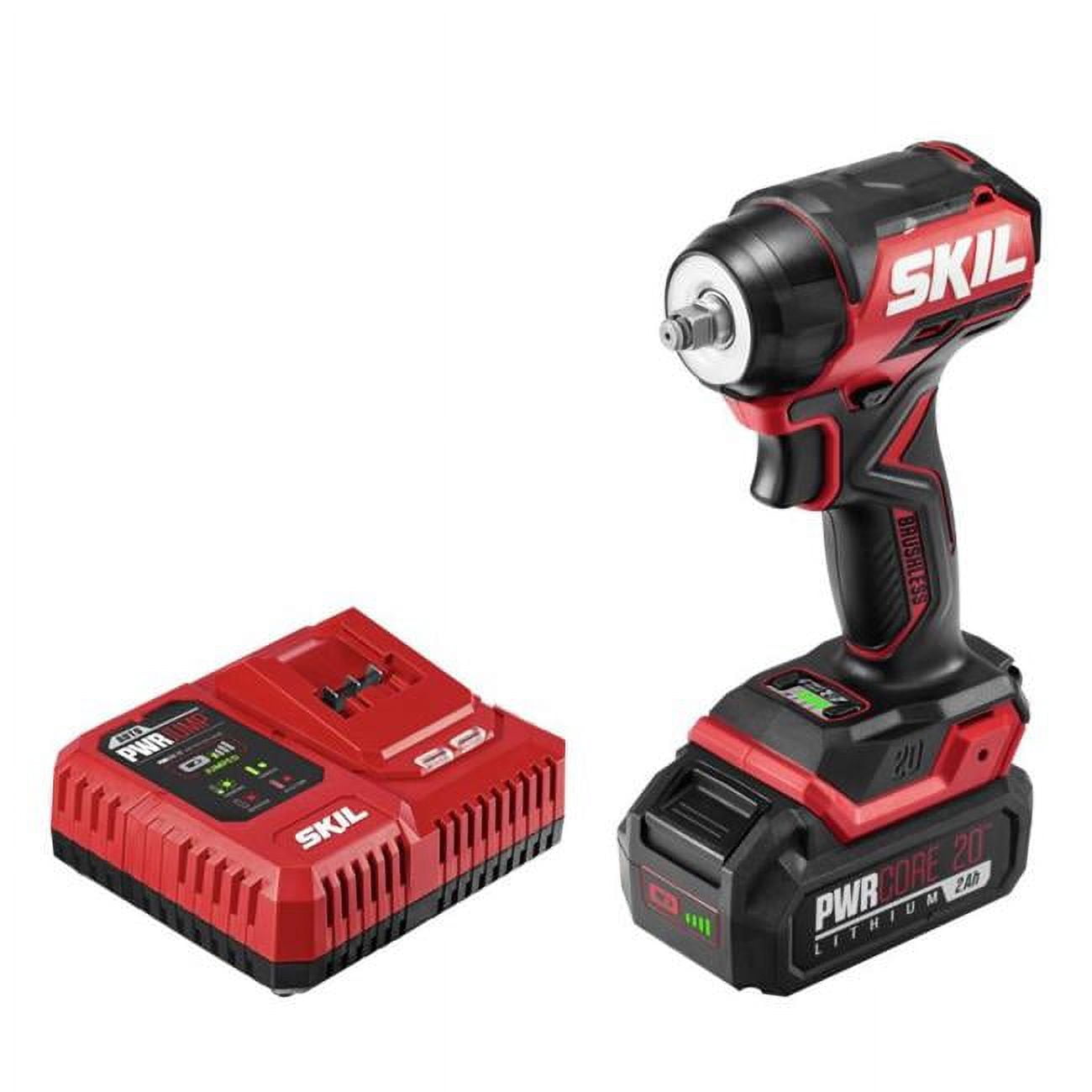 Picture of Skil 2027770 0.375 in.&#44; 20V PWR CORE 20 Cordless Brushless Compact Impact Wrench Kit - Battery & Charger
