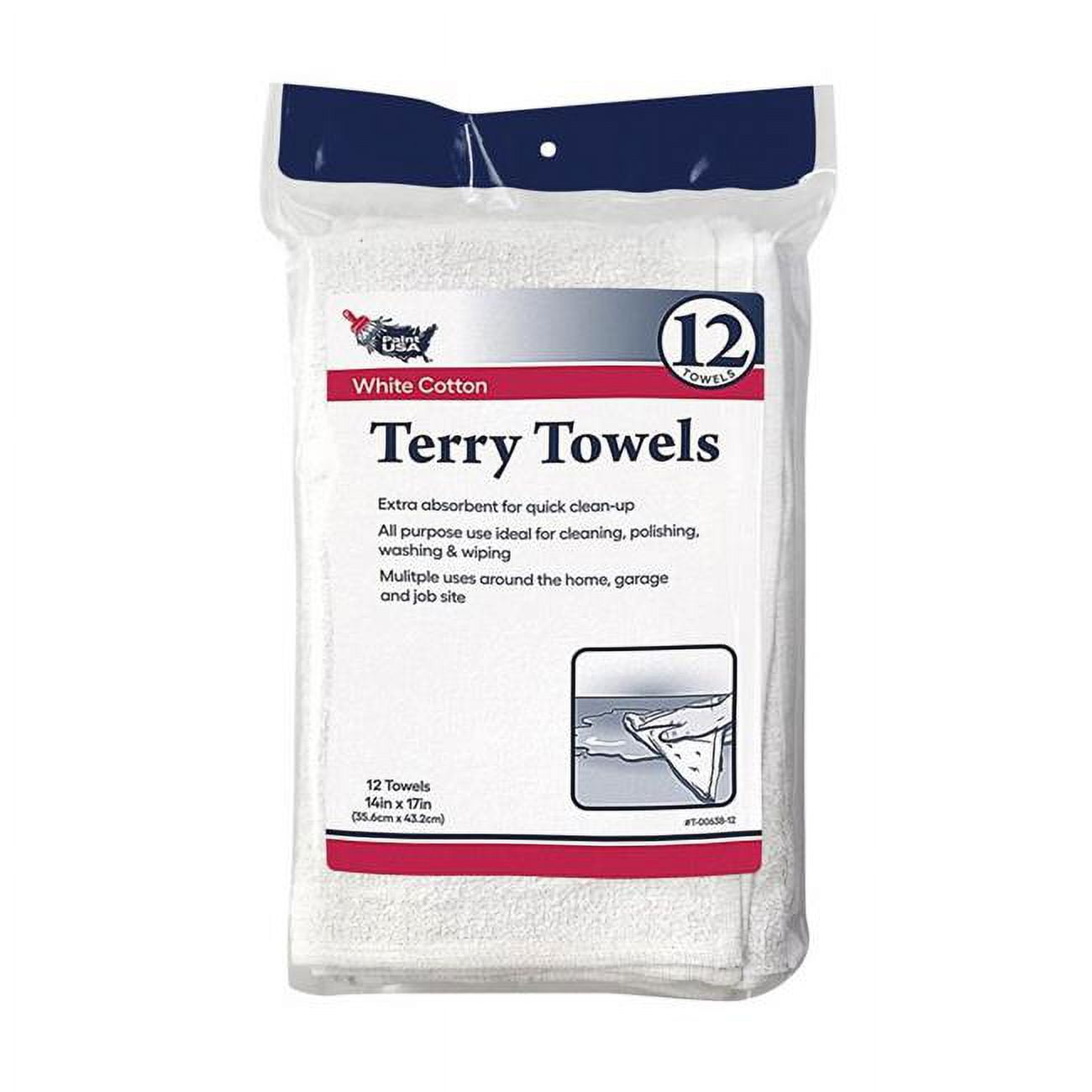 14 x 17 in. Cotton Terry Terry Towels, White - Pack of 12 - Pack of 18