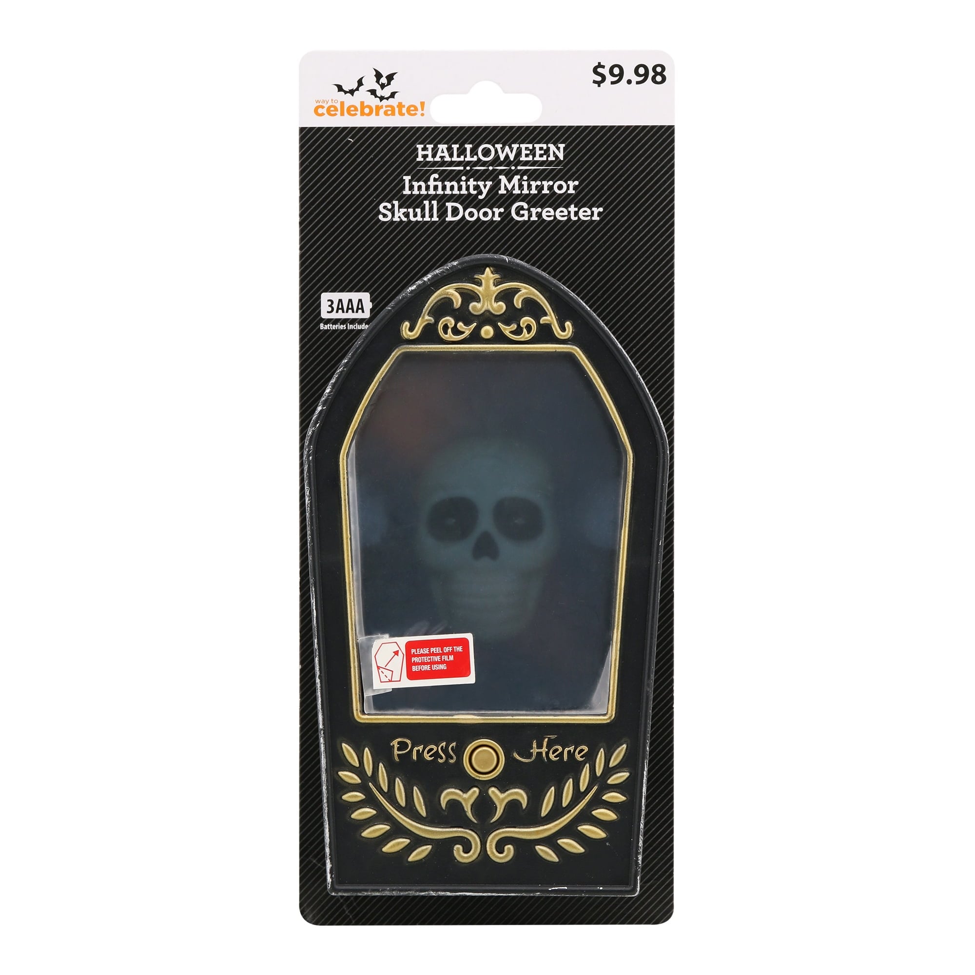 7.25 in. Infinity Mirror Skull Mirror Greeter Halloween Decor