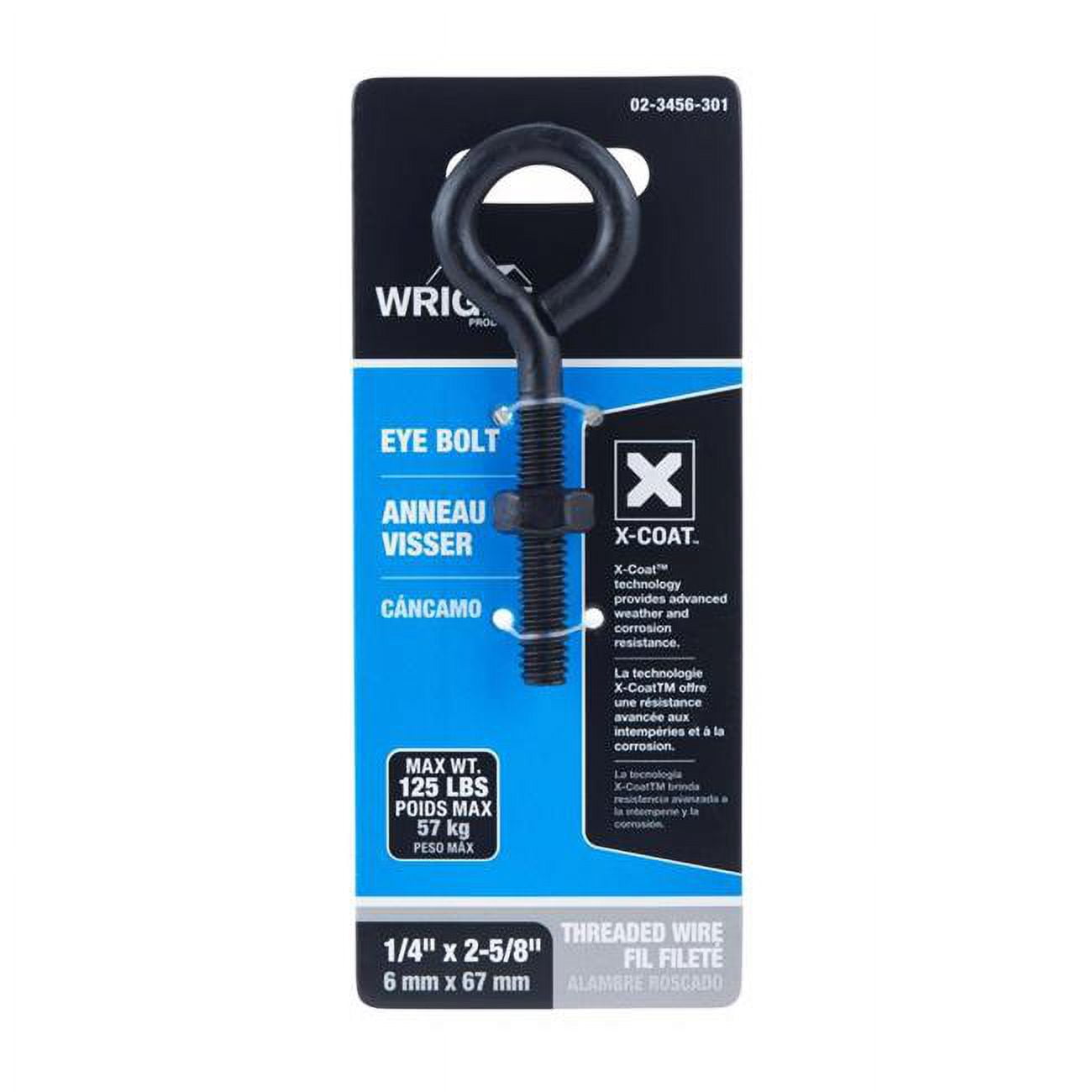 0.25 x 2.625 in. Steel Eyebolt Nut Included, Black