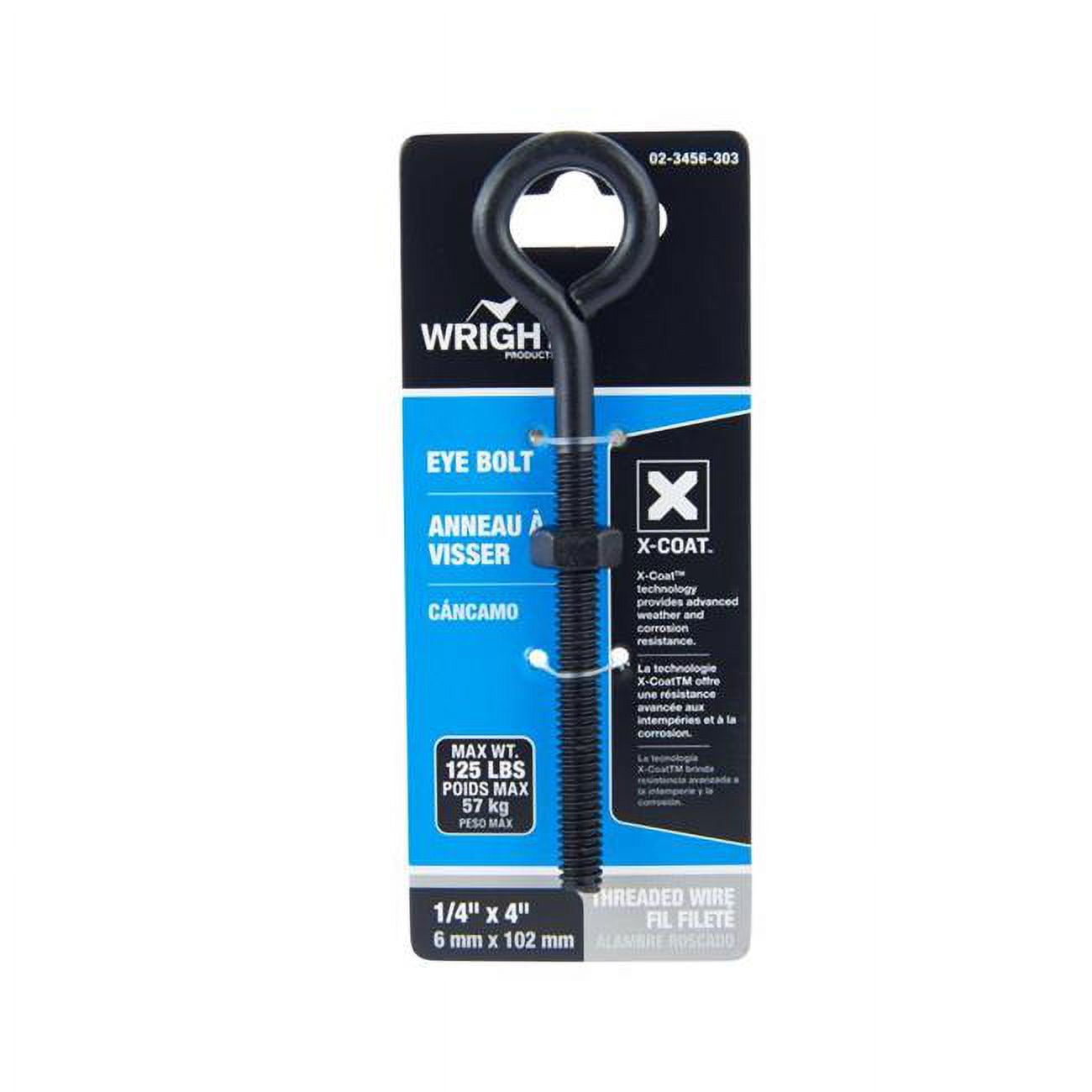 0.25 x 4 in. Steel Eyebolt, Black - Nut Included