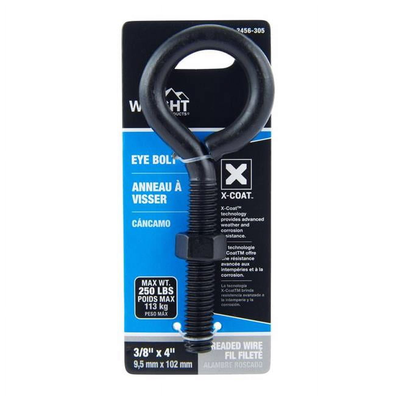 0.375 x 4 in. Steel Eyebolt, Black - Nut Included
