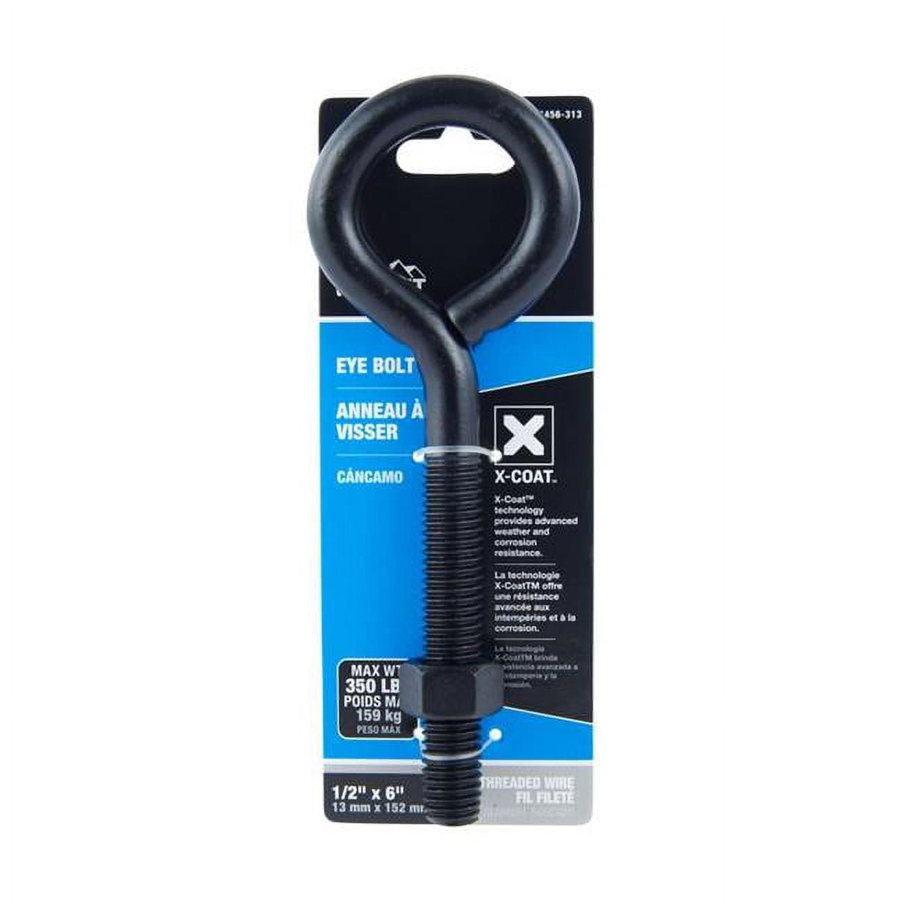 0.5 x 6 in. Steel Eyebolt, Black - Nut Included