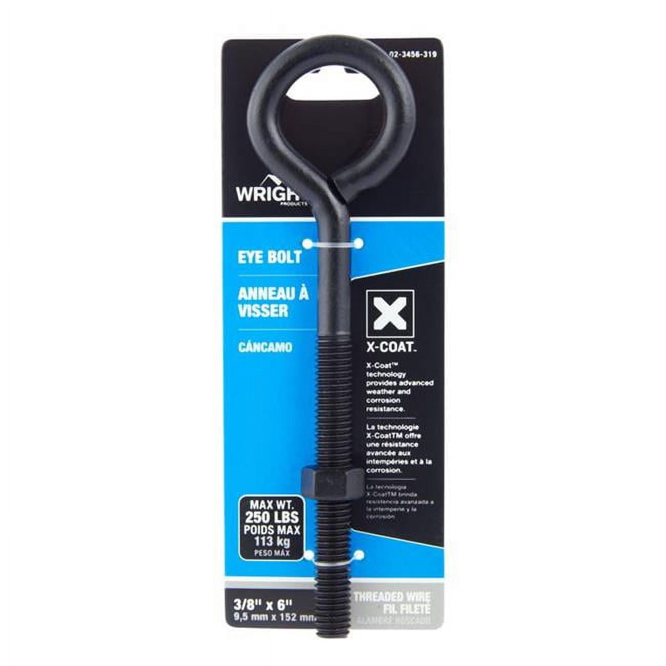 0.312 x 6 in. Steel Eyebolt, Black - Nut Included