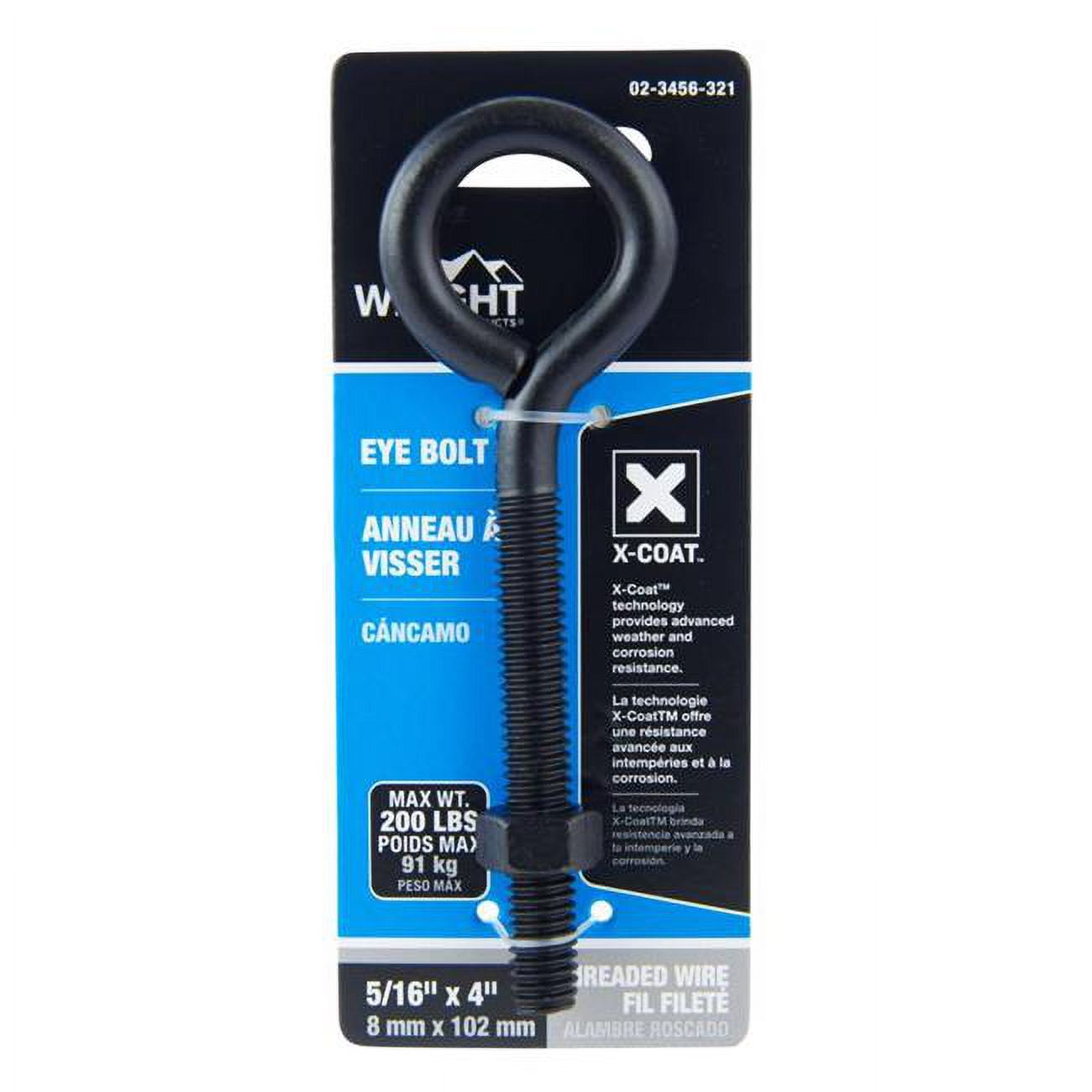 0.312 x 4 in. Steel Eyebolt, Black - Nut Included