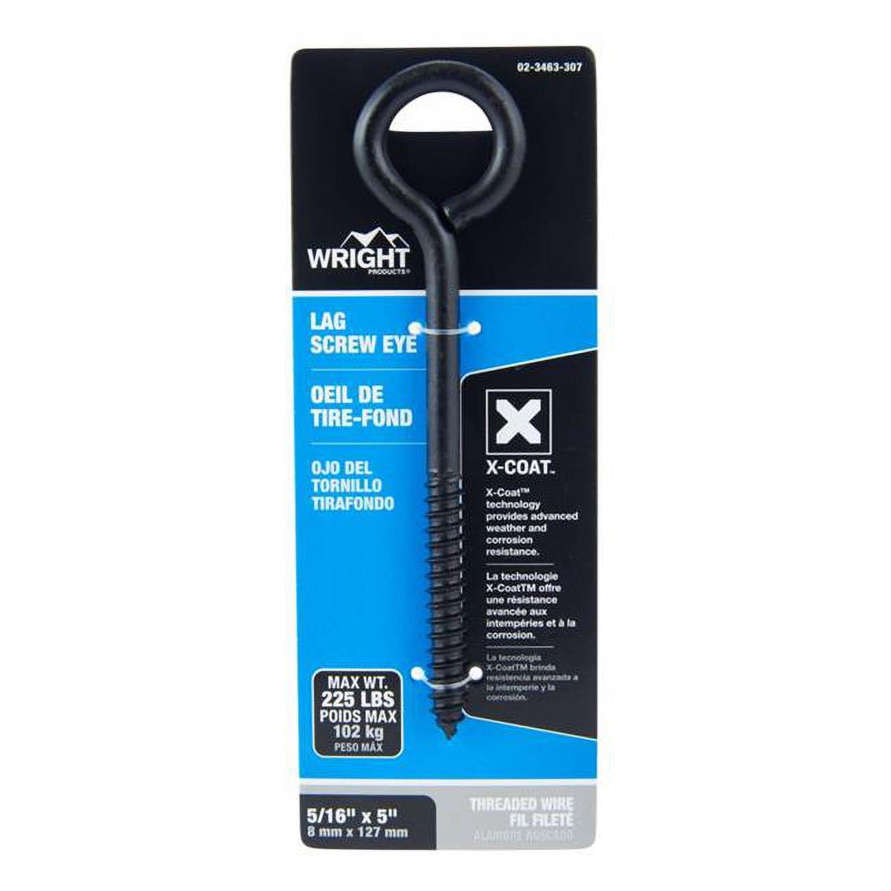 0.312 x 5 in. Steel Lag Screw Eye, Black - 225 lbs