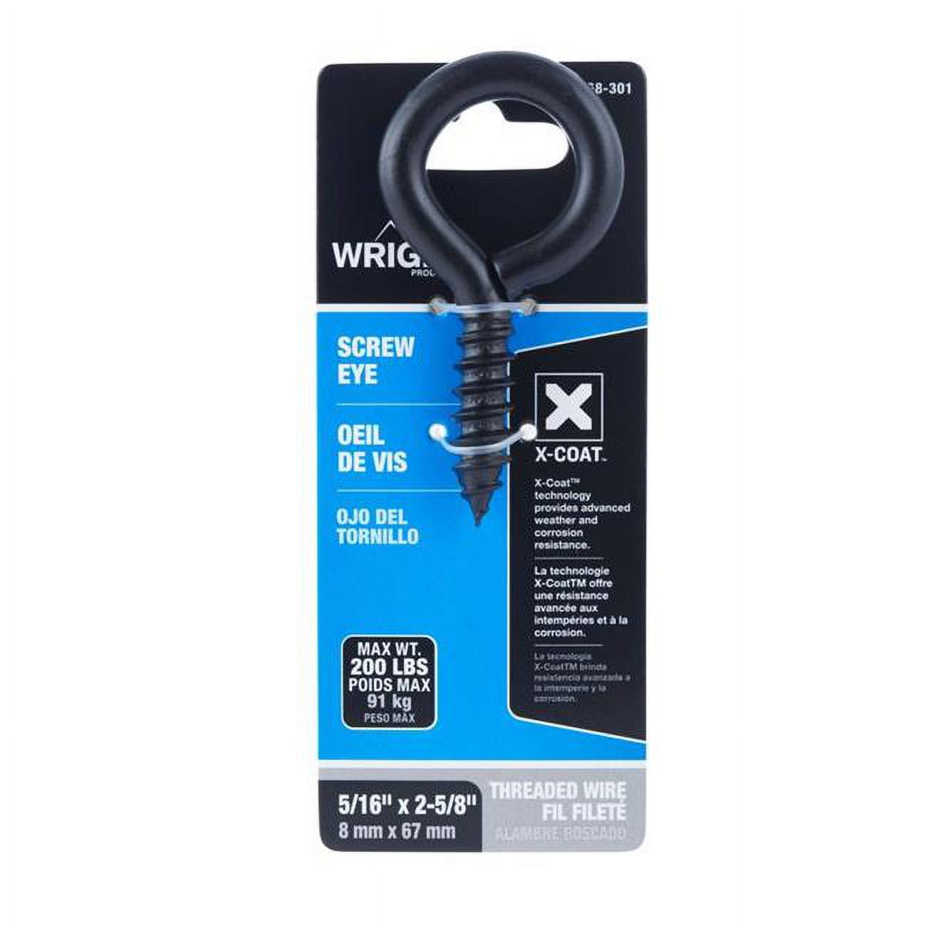 0.312 x 2.625 in. Steel Screw Eye, Black - 200 lbs