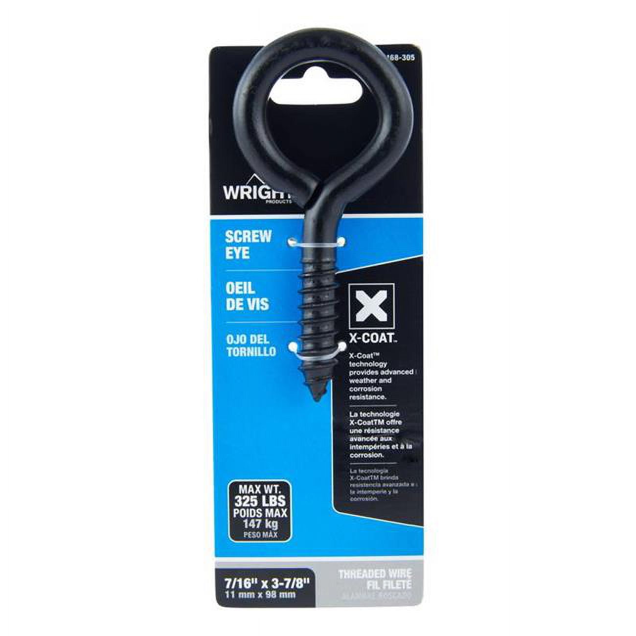 0.437 x 3.875 in. Steel Screw Eye, Black - 325 lbs