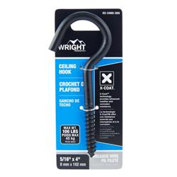 5039548 4 in.Medium Black Steel Ceiling Hook, Matte Black - 100 lbs