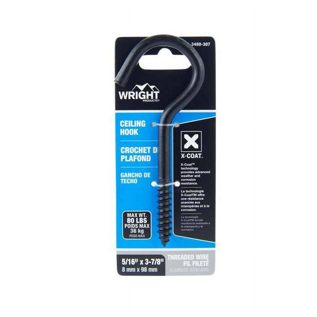 3.875 in. Medium Black Steel Ceiling Hook, Matte Black - 80 lbs