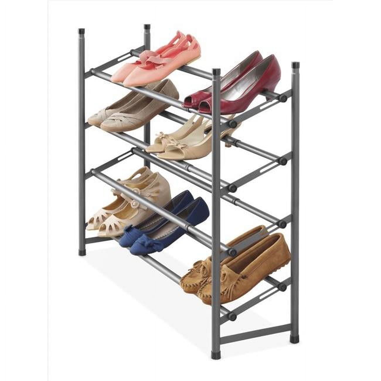 27 x 9.12 x 46 in. Metal Floor Shoe Rack, Gray