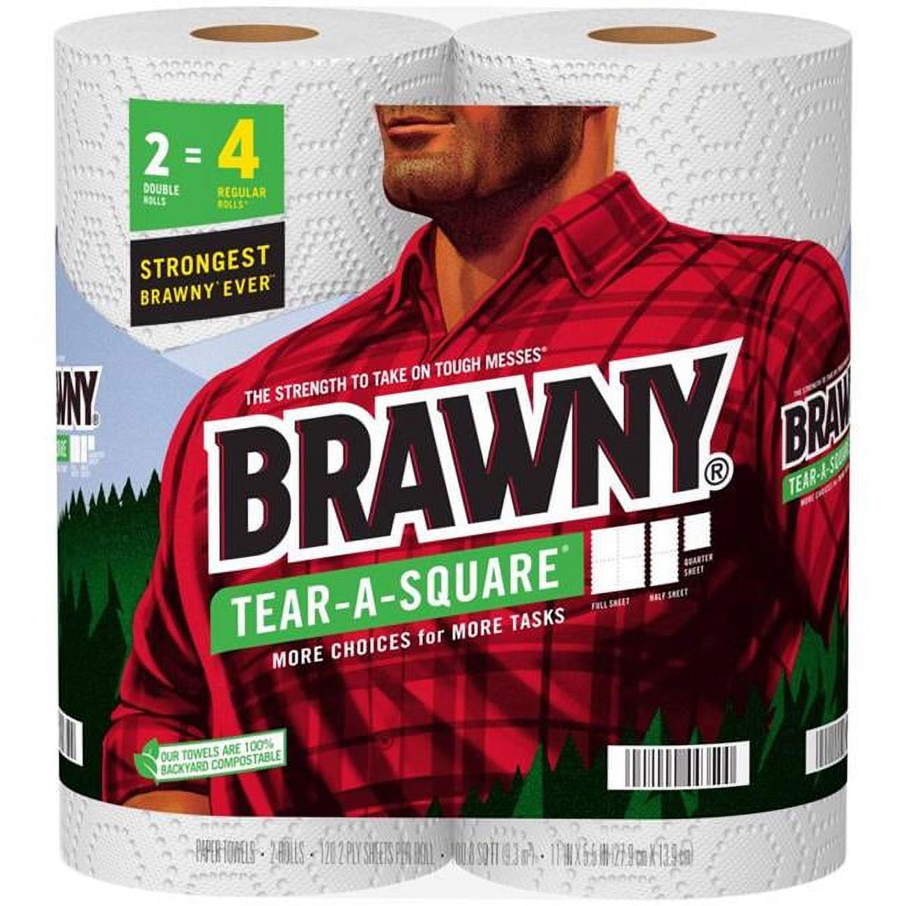 Picture of Brawny 6066954 2 Ply Tear-A-Square Paper Towels&#44; White - 120 Sheet - Pack of 12