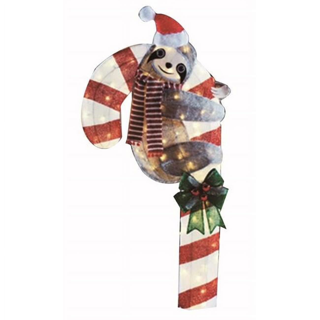 4 ft. LED Sloth with Candy Cane Yard Decor, Warm White