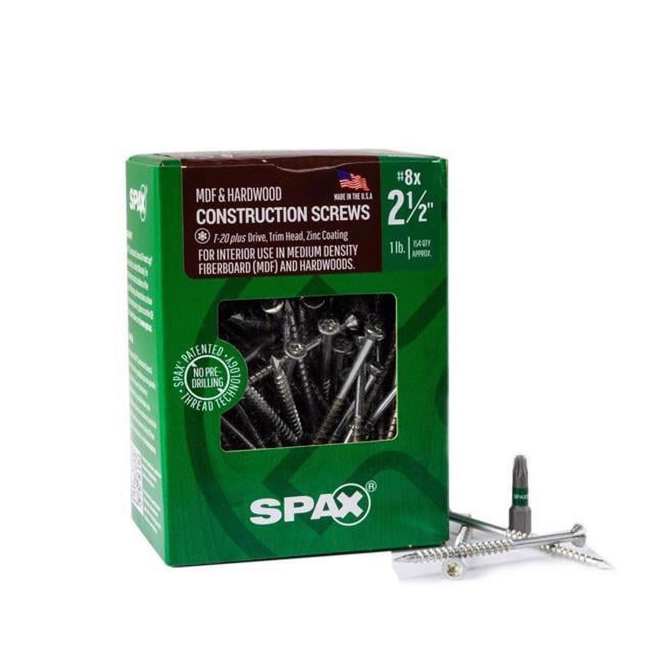 5040869 MDF No. 8 x 2.5 in. T-20 Plus Trim Head Construction Screws, Silver- 1 lbs - Pack of 154