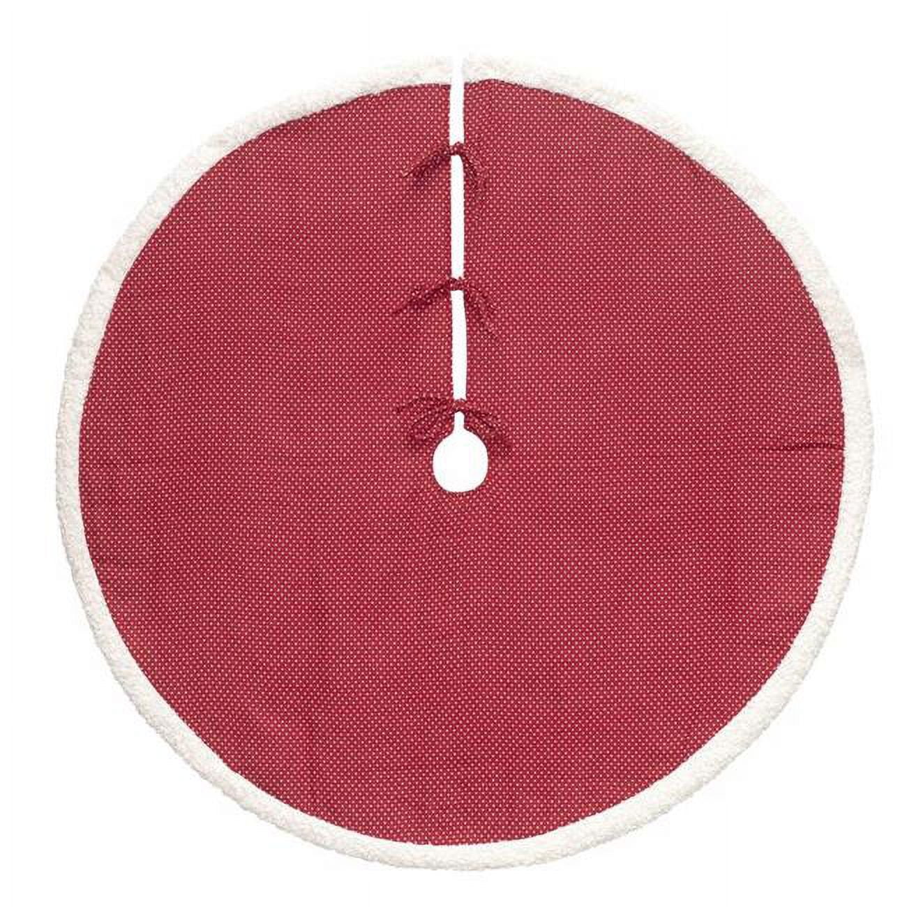 9086308 48 in. Dot Sherpa Edge Tree Skirt, Red & White - Pack of 4