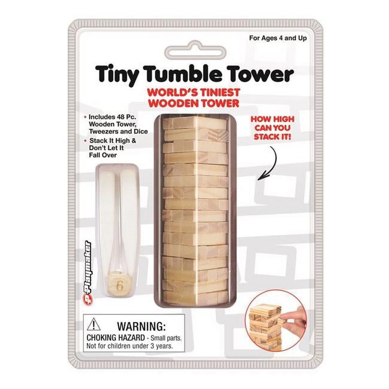 Tiny Tower Wood Tumbler Blocks Set, Brown - 48 Piece - Pack of 12