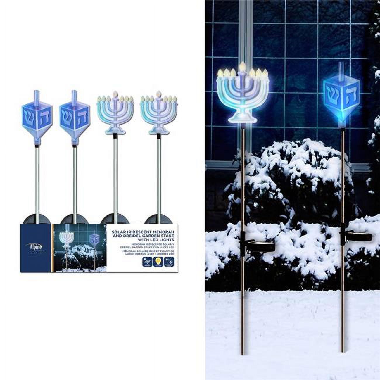 Iridescent Menorah & Dreidel Stake Pathway Decor - Pack of 20