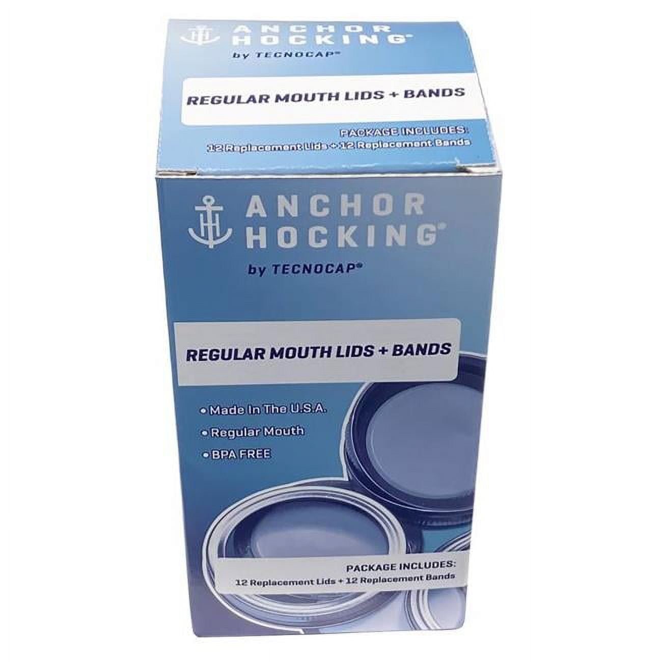 Picture of Tecnocap 6065599 Anchor Hocking Regular Mouth Canning Lids & Bands, Gold - Pack of 12 - Pack of 10